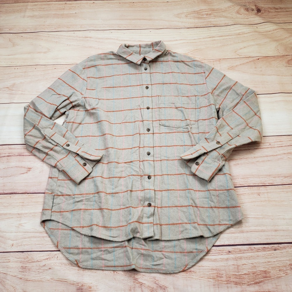 Madewell Shirt Womens Small Beige Plaid Cotton Flannel Button Down Cotton Ladies